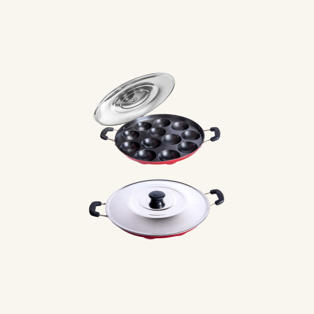 Appam Maker with Steel Lid Red Pack of 2