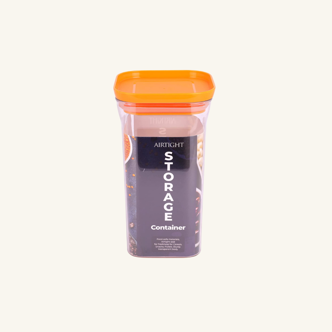 Kitkat Airtight Transparent Plastic Storage Container Square Orange 1100ML