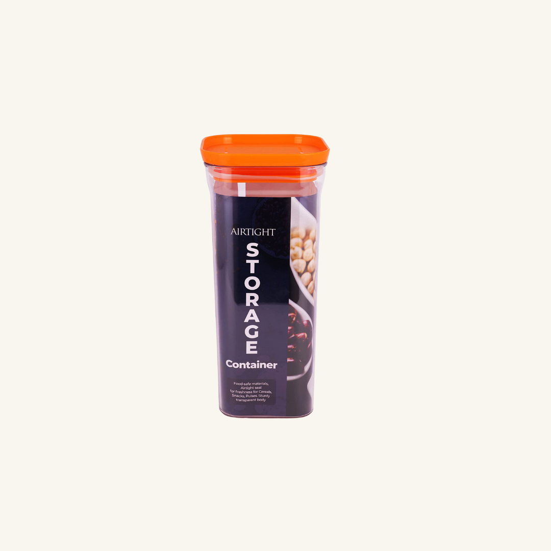 Kitkat Airtight Transparent Plastic Storage Container Square Orange 1500ML