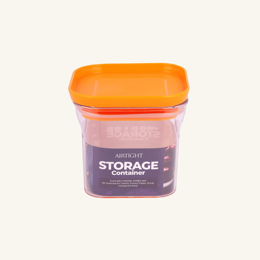Kitkat Airtight Transparent Plastic Storage Container Square Orange 600ML