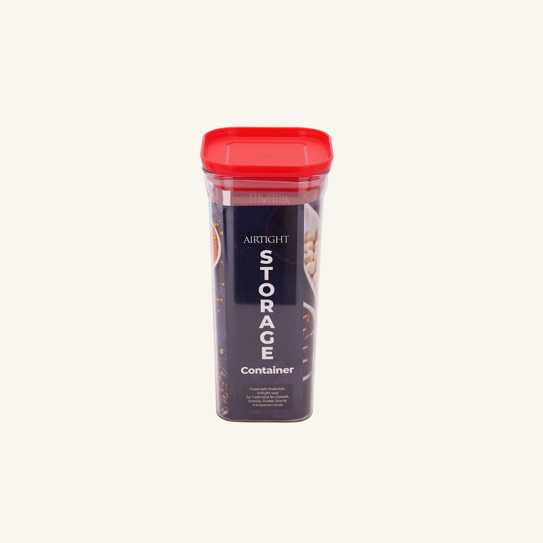 Kitkat Airtight Transparent Plastic Storage Container Square Red 1100ML