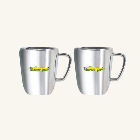 Stainless Steel Double Walled Glossy Coffee Mug Jumbo (300 ML Each)