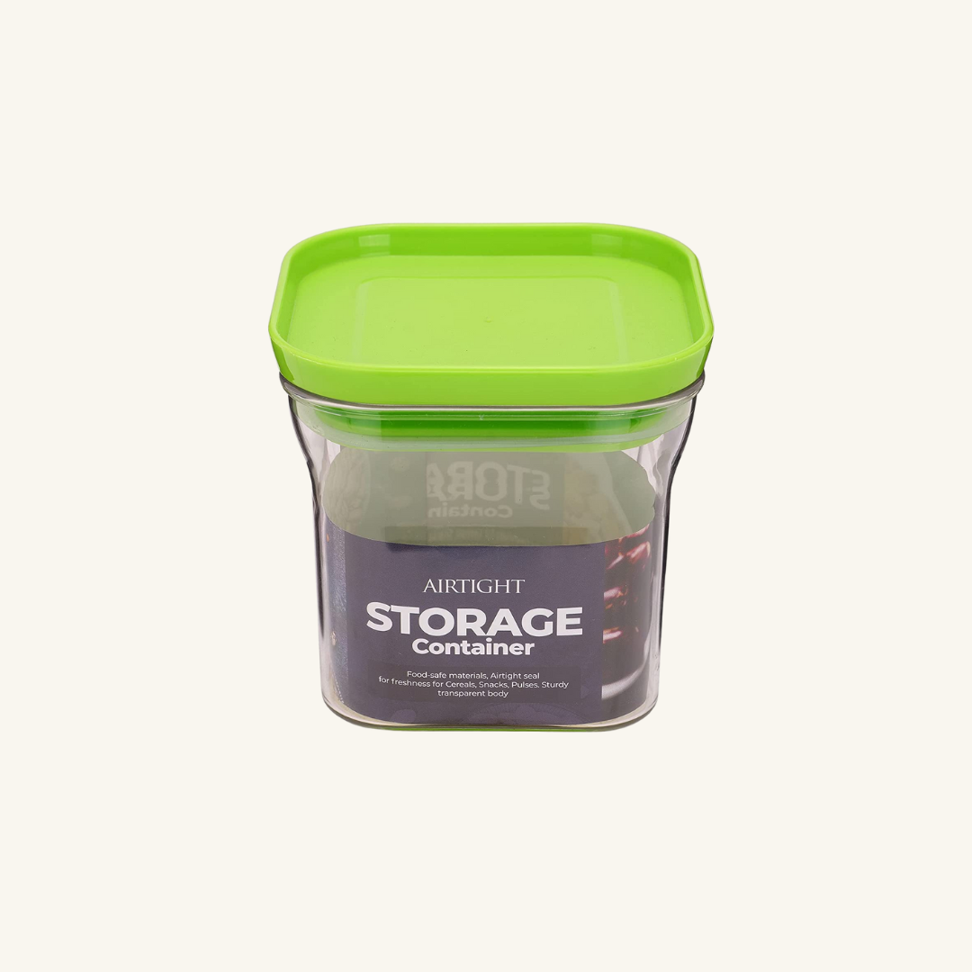 Kitkat Airtight Transparent Plastic Storage Container Square Green 600ML