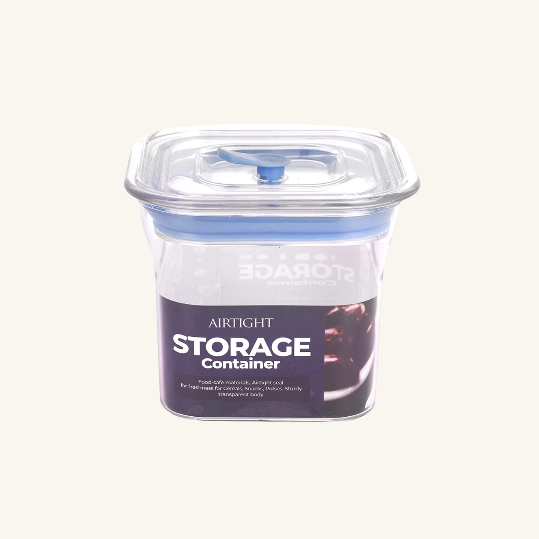 Fabio Airtight Transparent Plastic Storage Container Square Blue 600ML