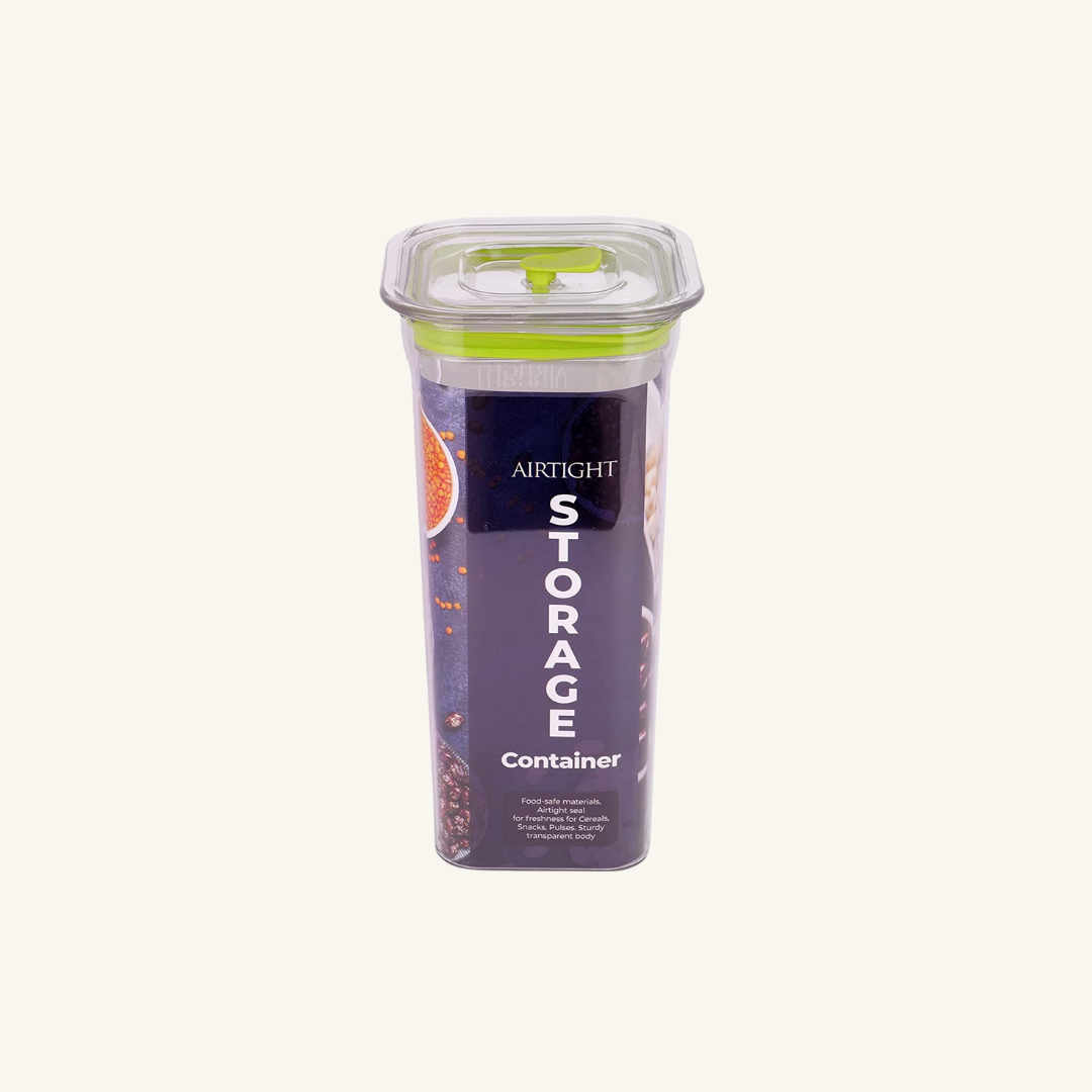 Fabio Airtight Transparent Plastic Storage Container Square Green 1100ML