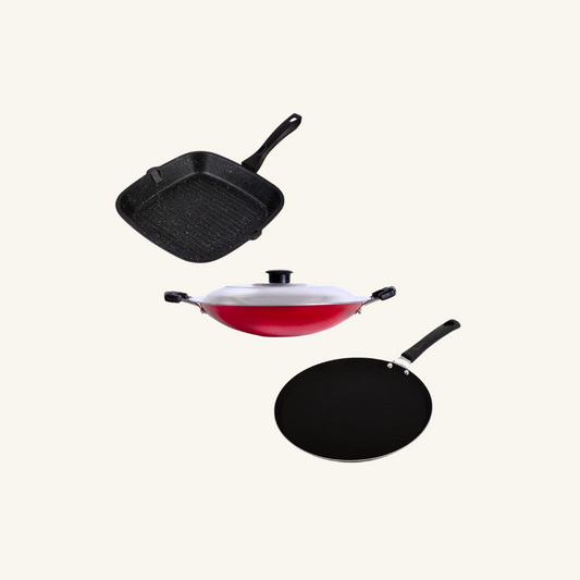 Grill Pan ,  Black Dosa Tawa & Appa Chetty Combo