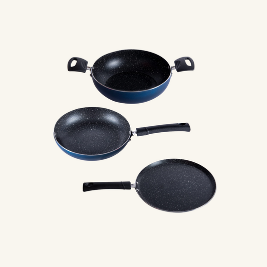 Non Stick Fry Pan , Kadai , Dosa Tawa Combo Set