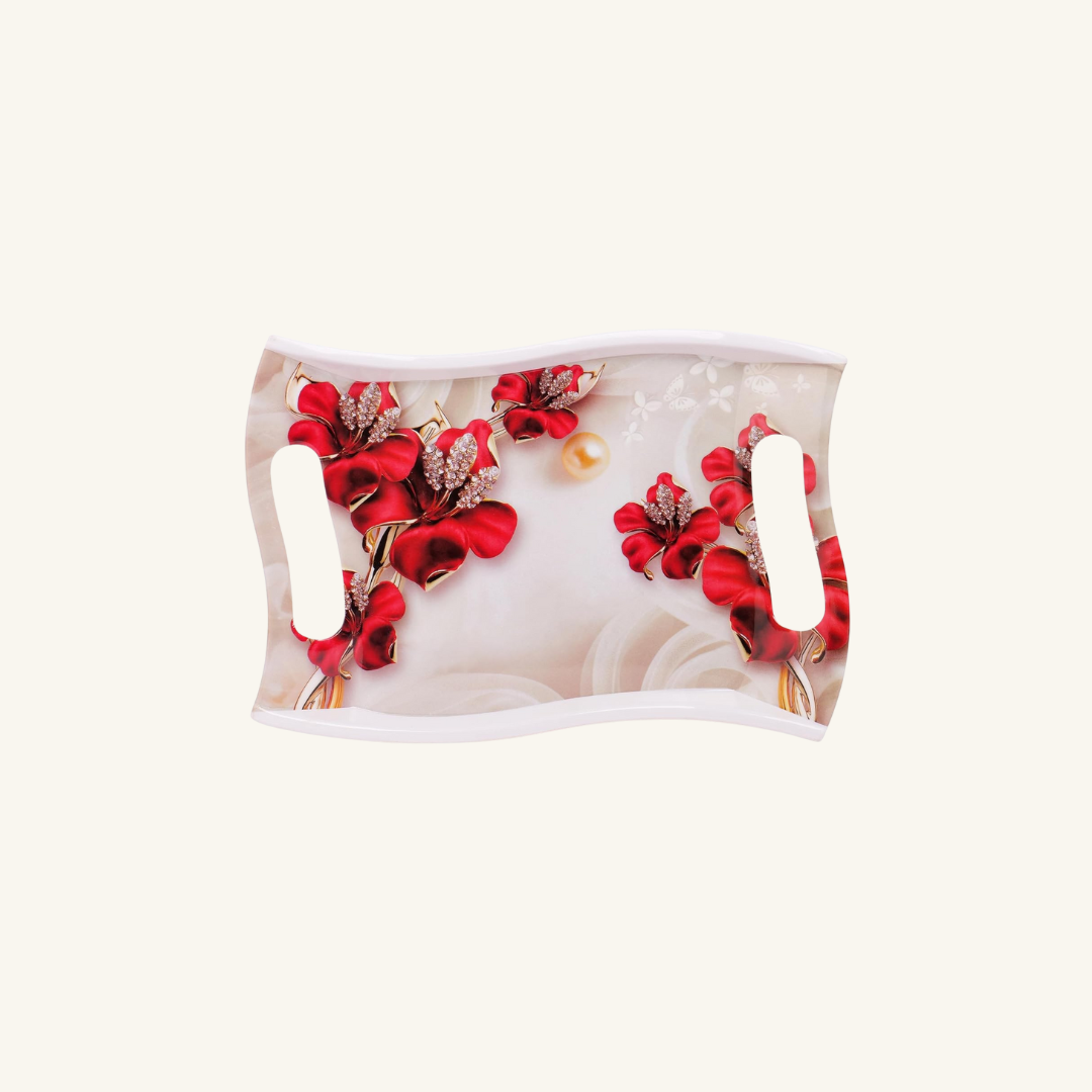 Rose Petals Design Melamine Serving Tray