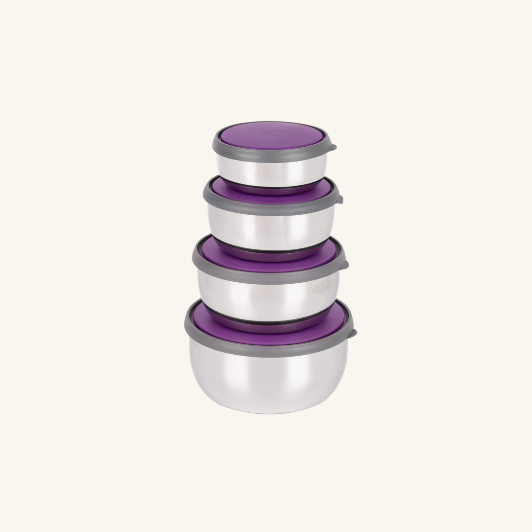 Purple Mixing Bowls Set with Lid