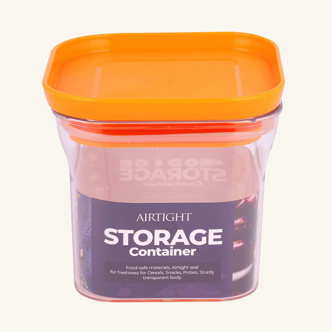 Kitkat Airtight Transparent Plastic Storage Container Square Orange 600ML