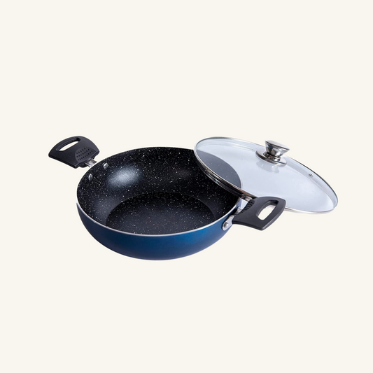 Non-Stick Blue Kadai with Glass lid