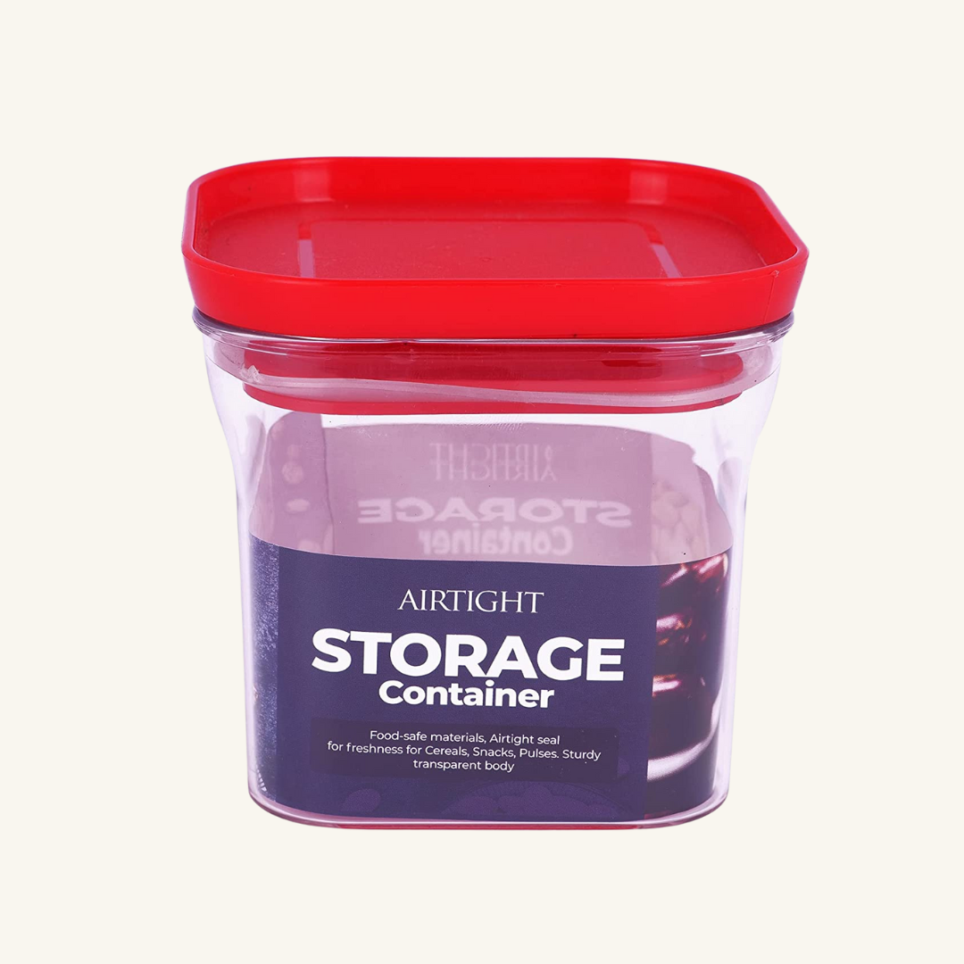 Kitkat Airtight Transparent Plastic Storage Container Square Red 600ML