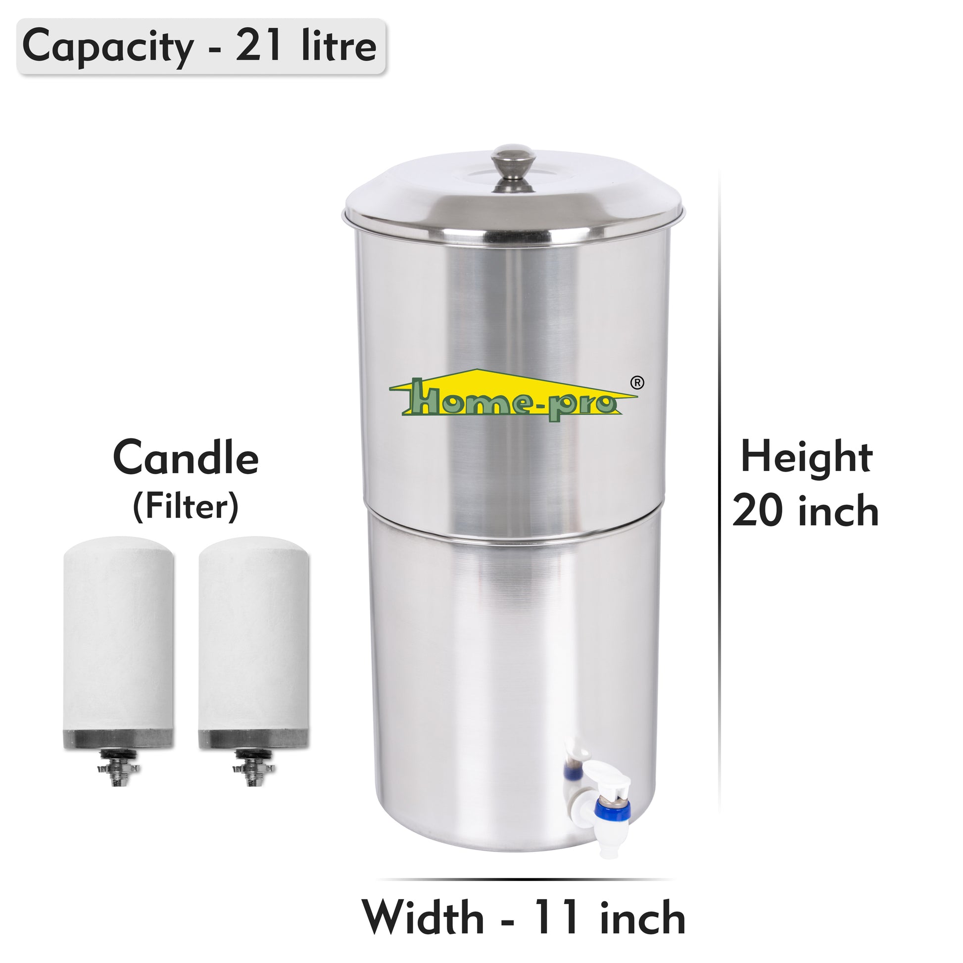 Stainless Steel Non Electric Water Filter with Ceramic Candle - Homeproindia.com