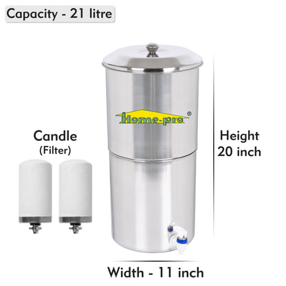 Stainless Steel Non Electric Water Filter with Ceramic Candle - Homeproindia.com