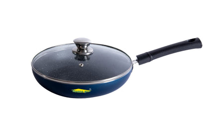 Non-Stick Blue Fry Pan with Glass lid 3mm - Homeproindia.com