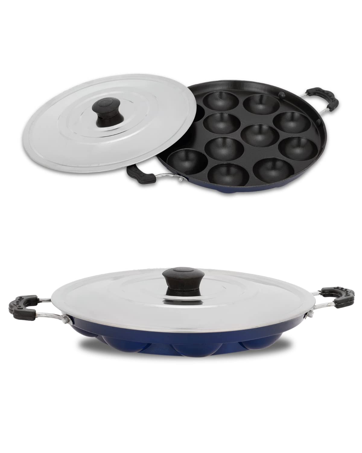 Appam Maker with Steel Lid Blue Pack of 2 - Homeproindia.com