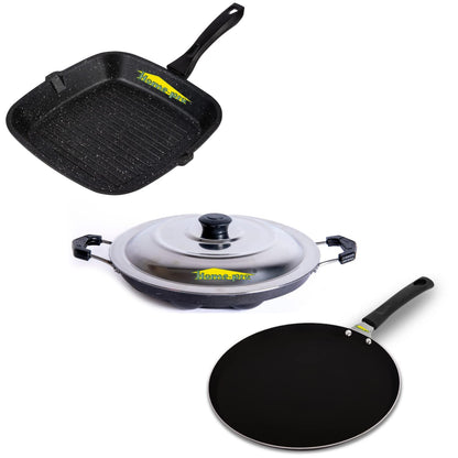 Grill Pan , Black Dosa Tawa & Black Appam Combo - Homeproindia.com