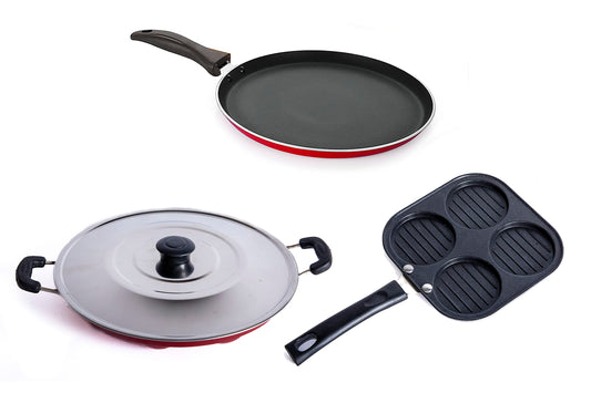 Non Stick Red Appam, Uttapam, Dosa Tawa Combo - Homeproindia.com