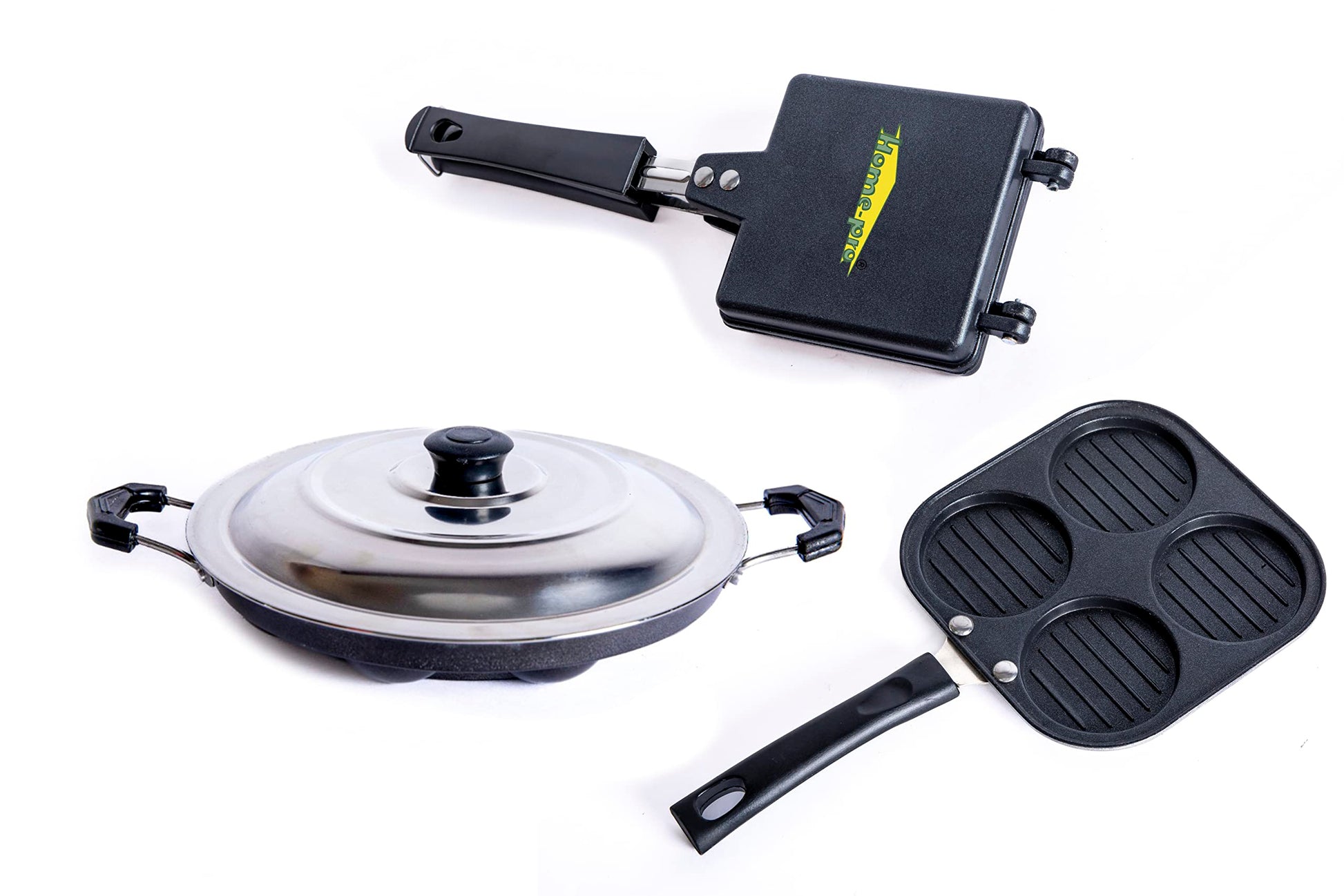 Non Stick Appam, Black Mini Uttapam, Bread Toaster Aluminium Combo - Homeproindia.com