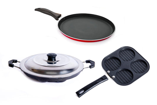 Non Stick Black Appam, Uttapam, Waffle Maker Combo - Homeproindia.com