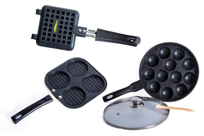 Non Stick Appam with glass lid Uttapam Grill Toaster Combo - Homeproindia.com