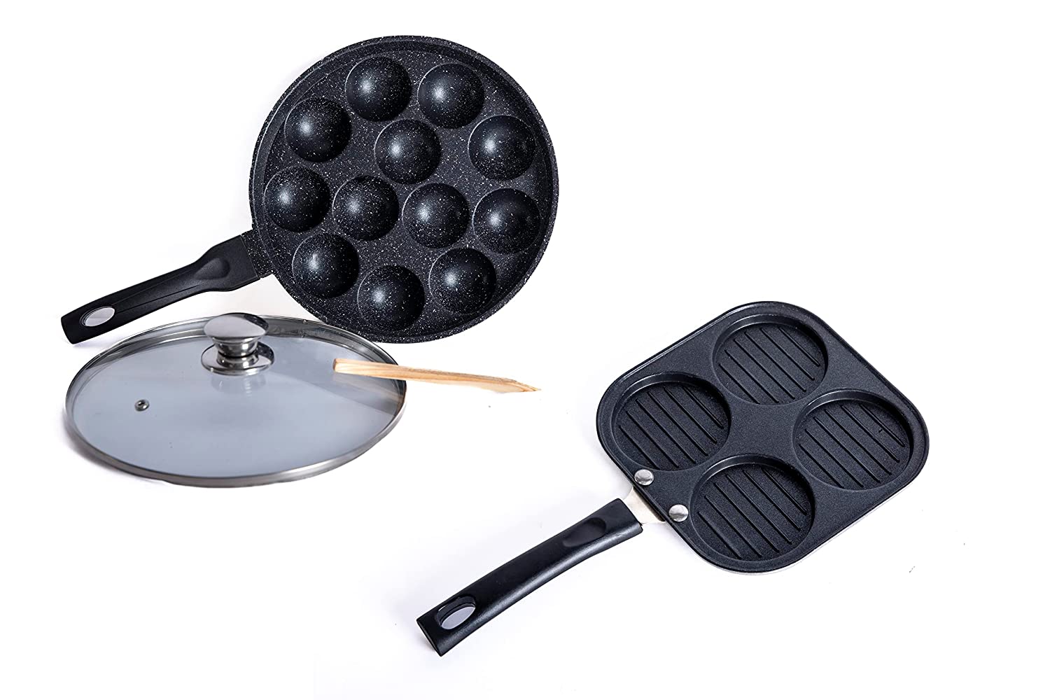 Non Stick Uttapam, Appam Glass Lid & Single Handle  Combo - Homeproindia.com