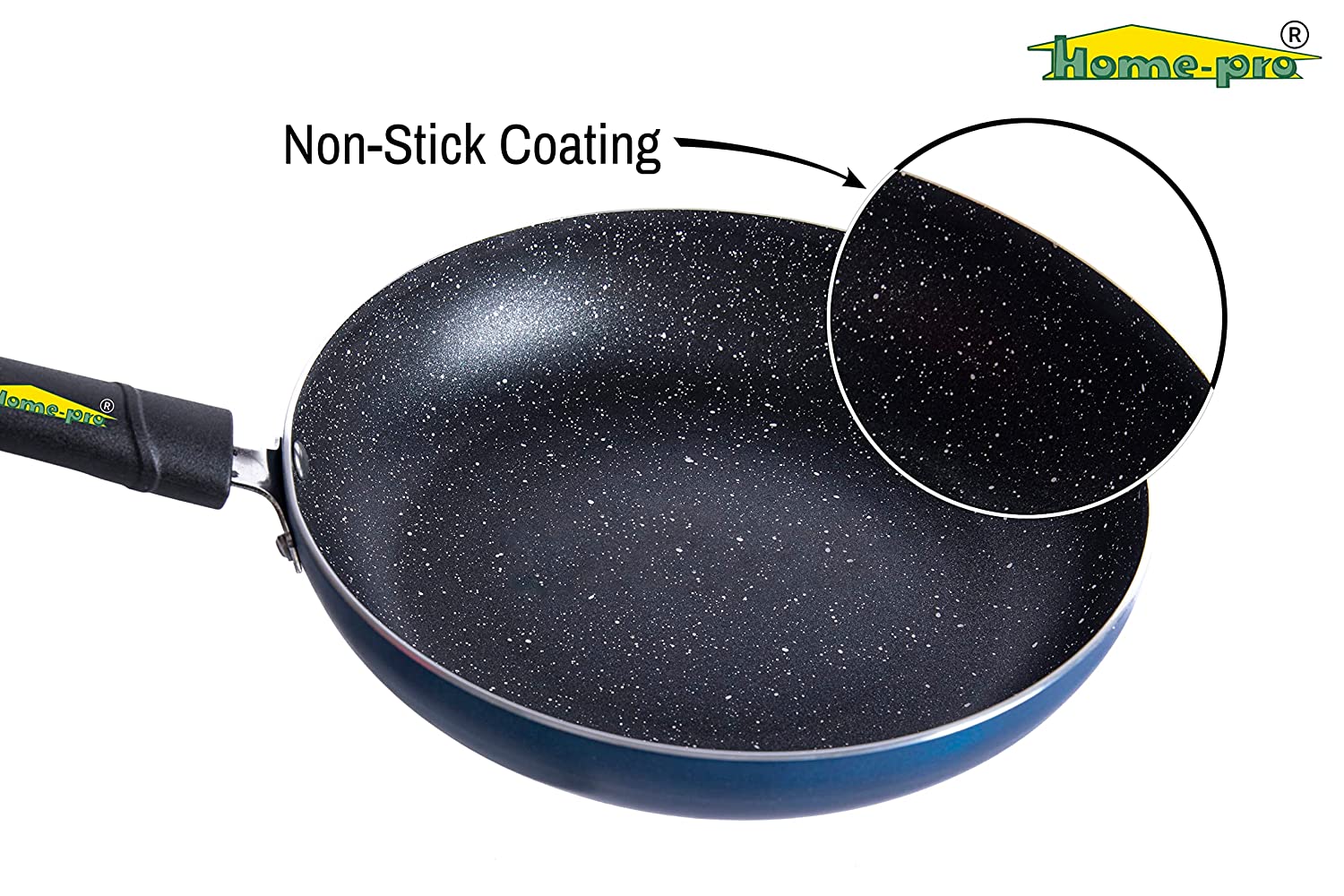 Non-Stick Blue Fry Pan with Glass lid 3mm - Homeproindia.com