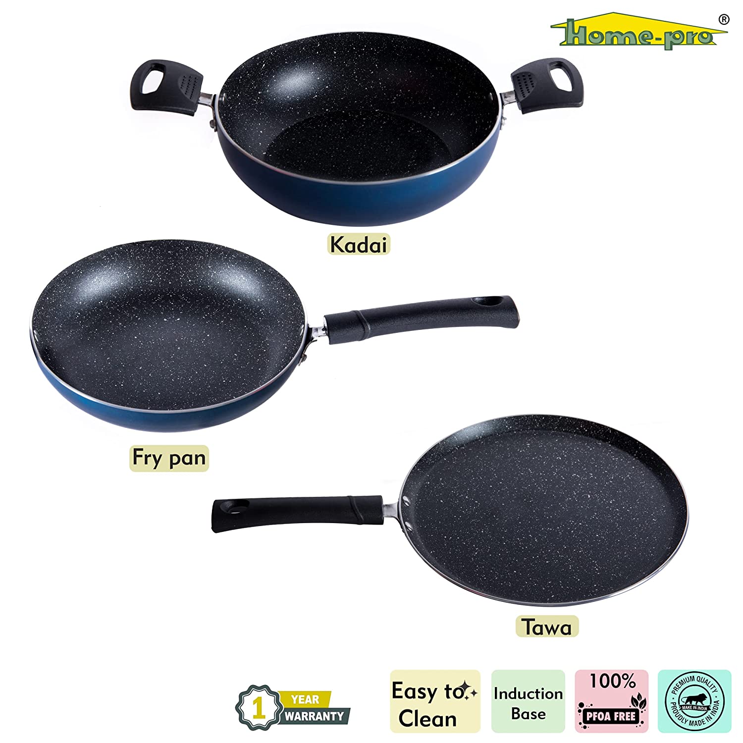 Non Stick Fry Pan , Kadai , Dosa Tawa Combo Set - Homeproindia.com