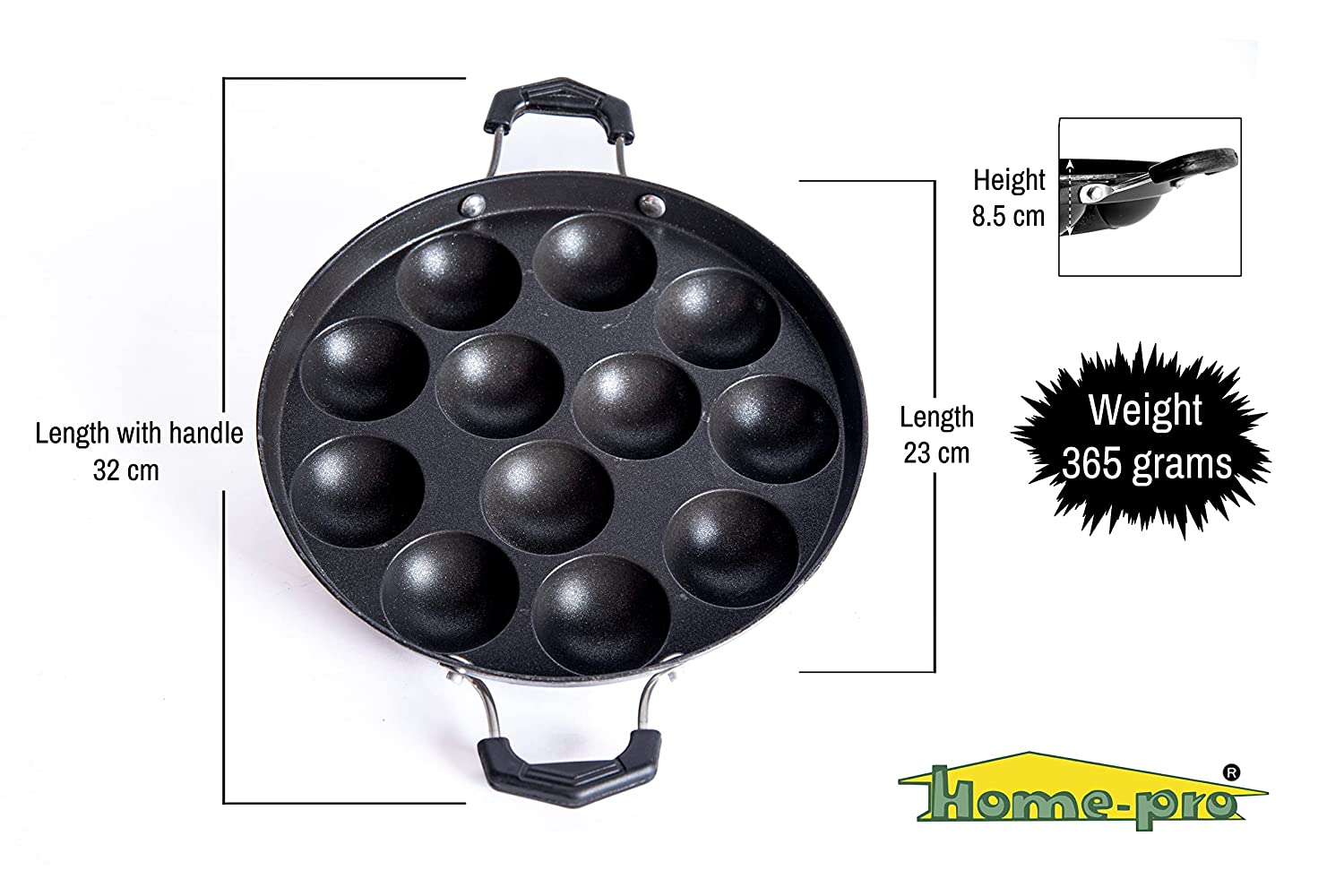 Non Stick Appam with Steel Lid Pack of 1 - Homeproindia.com