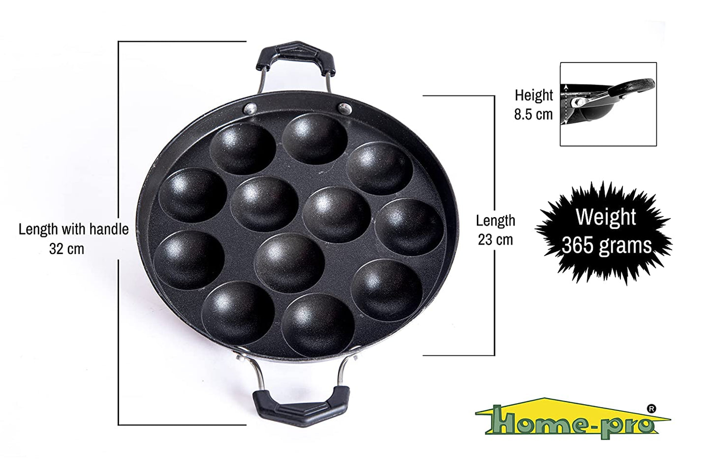 Grill Pan , Black Dosa Tawa & Silver Appam Combo - Homeproindia.com