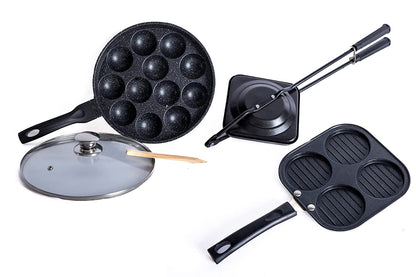 Non Stick Appam with glass lid, Uttapam, Gas Toaster, Combo - Homeproindia.com