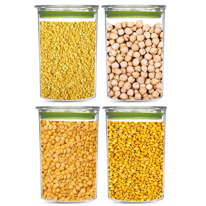 Orio Airtight Transparent Plastic Storage Container Square Green 900ML - Homeproindia.com