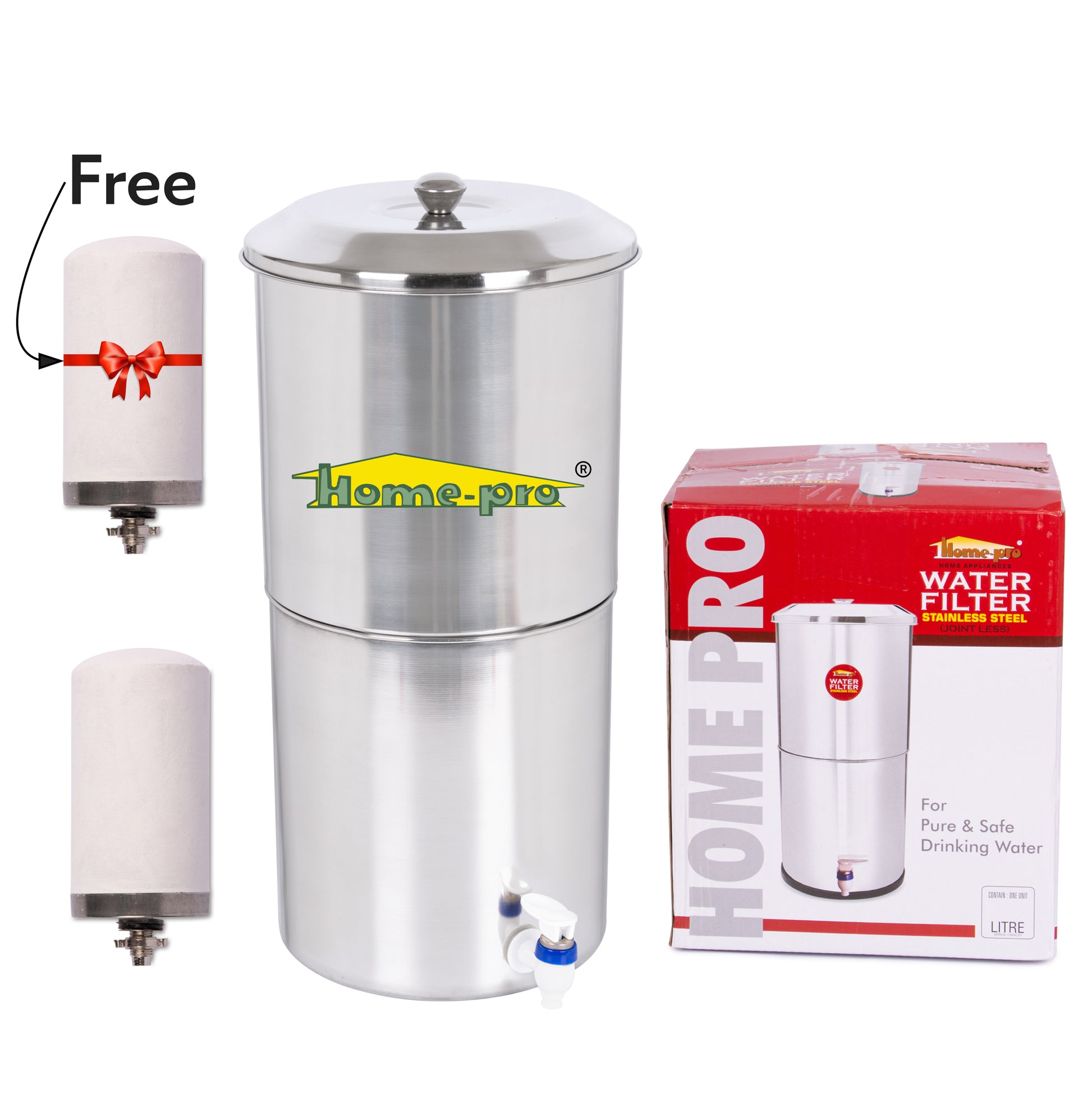 Stainless Steel Non Electric Water Filter with Ceramic Candle - Homeproindia.com