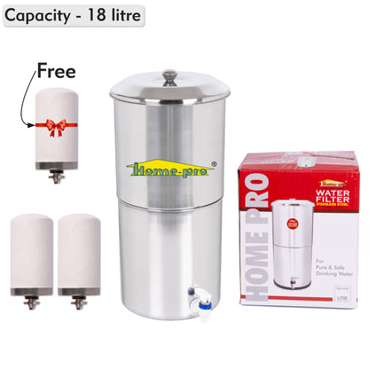 Stainless Steel Non Electric Water Filter with Ceramic Candle - Homeproindia.com