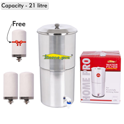 Stainless Steel Non Electric Water Filter with Ceramic Candle - Homeproindia.com