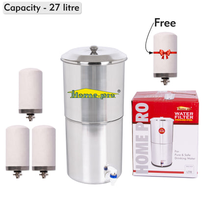 Stainless Steel Non Electric Water Filter with Ceramic Candle - Homeproindia.com